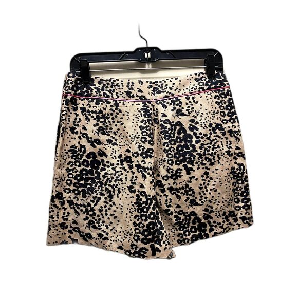 NWT J. Crew Trouser Shorts Tan Leopard Print Linen Blend Mob Wife Size 8 - Picture 3 of 6